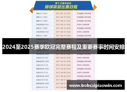 2024至2025赛季欧冠完整赛程及重要赛事时间安排